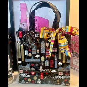 Harrods London Icon Print Patent Tote Bag PVC Shopper
